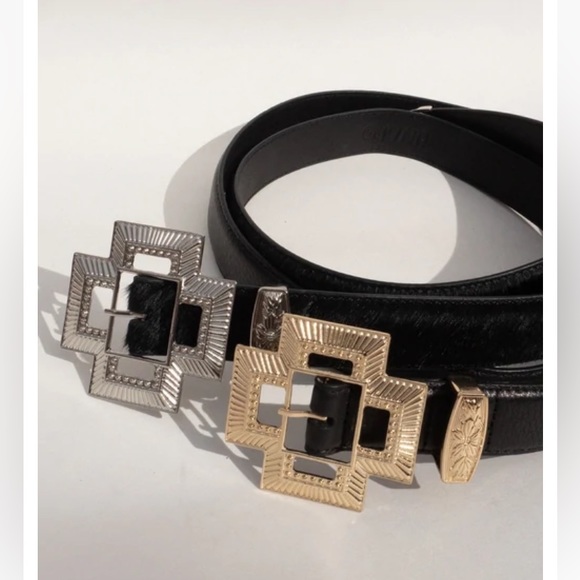 LUV AJ SILVER CROSS BELT PONY HAIR ANINE BING FOR LOVE LEMONS STONE COLD FOX - Picture 3 of 9